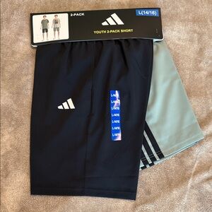 Adidas Kids 2-Pack Shorts - Black and Light Green